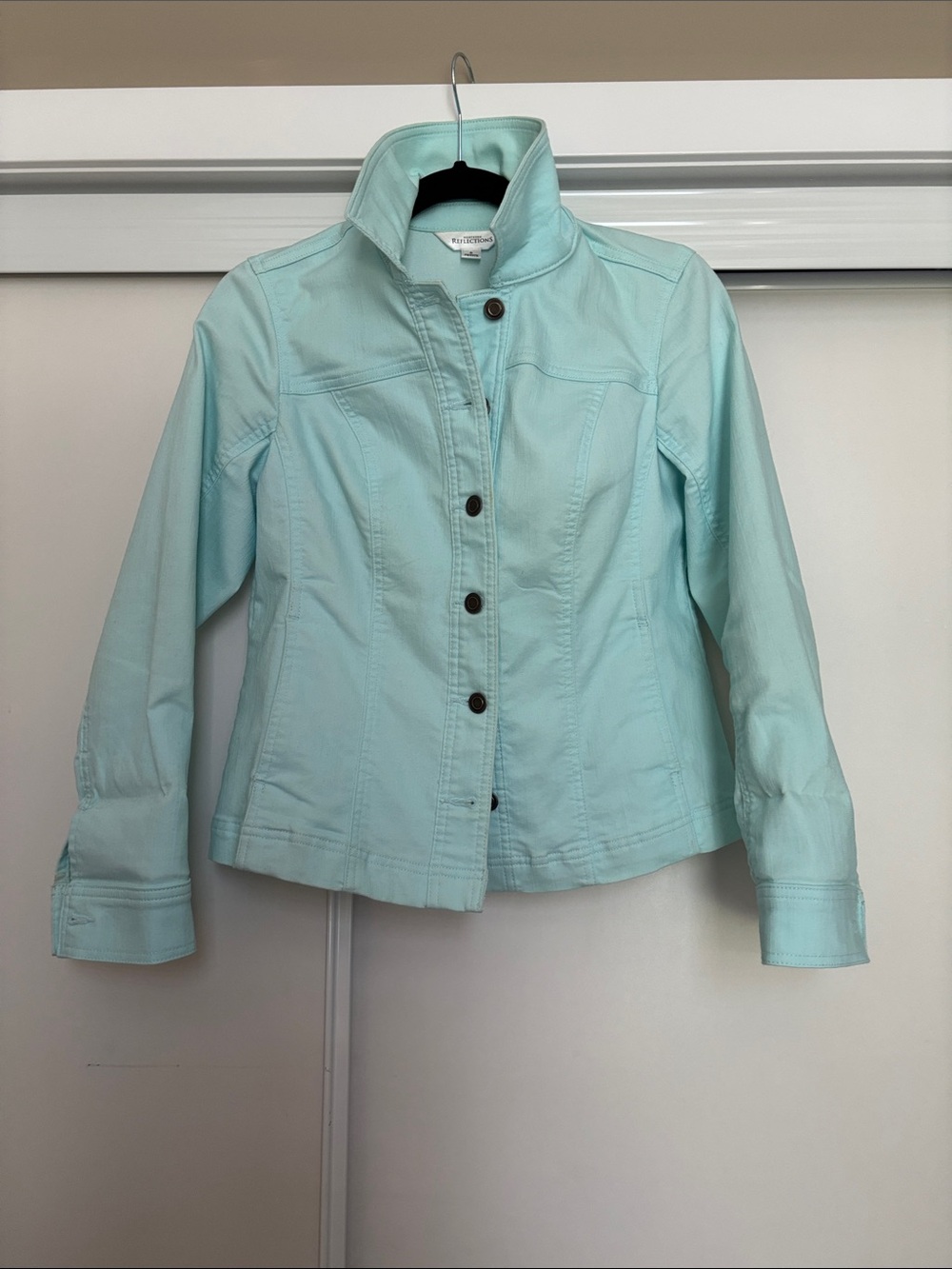 Northern Reflections Mint Button-Front Jean Jacket